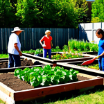 Community Garden**

"A diverse group of people, fully clothed in gardening attire, working together in a thriving community garden. Raised garden beds overflowing with vegetables and flowers, a sunny day, children learning from adults. Safe for work, appropriate content, professional photo, perfect anatomy, correct proportions, natural pose, well-formed hands, proper finger count, family-friendly."

**